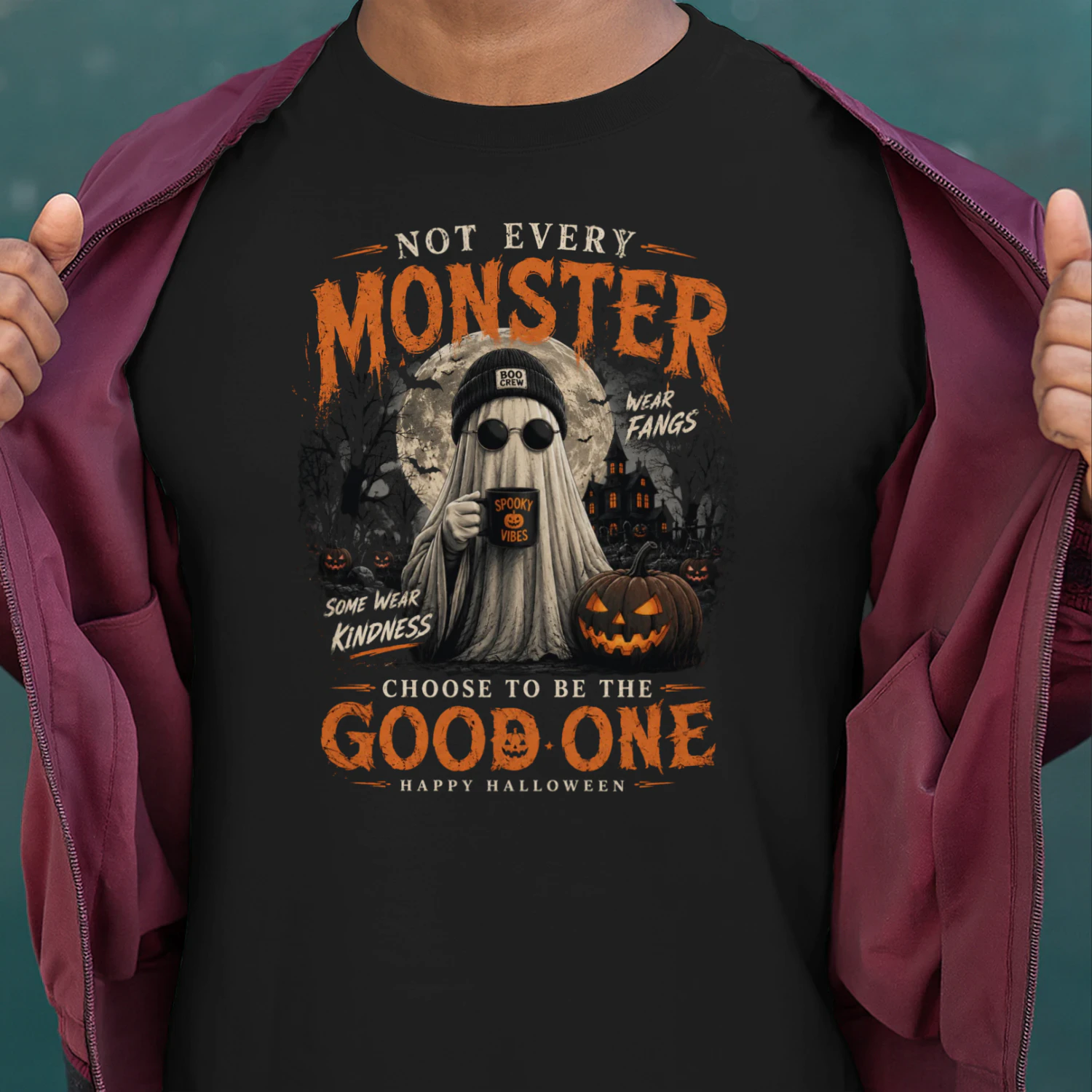 Not Every Monster Wears Fangs Halloween Ghost T-Shirt