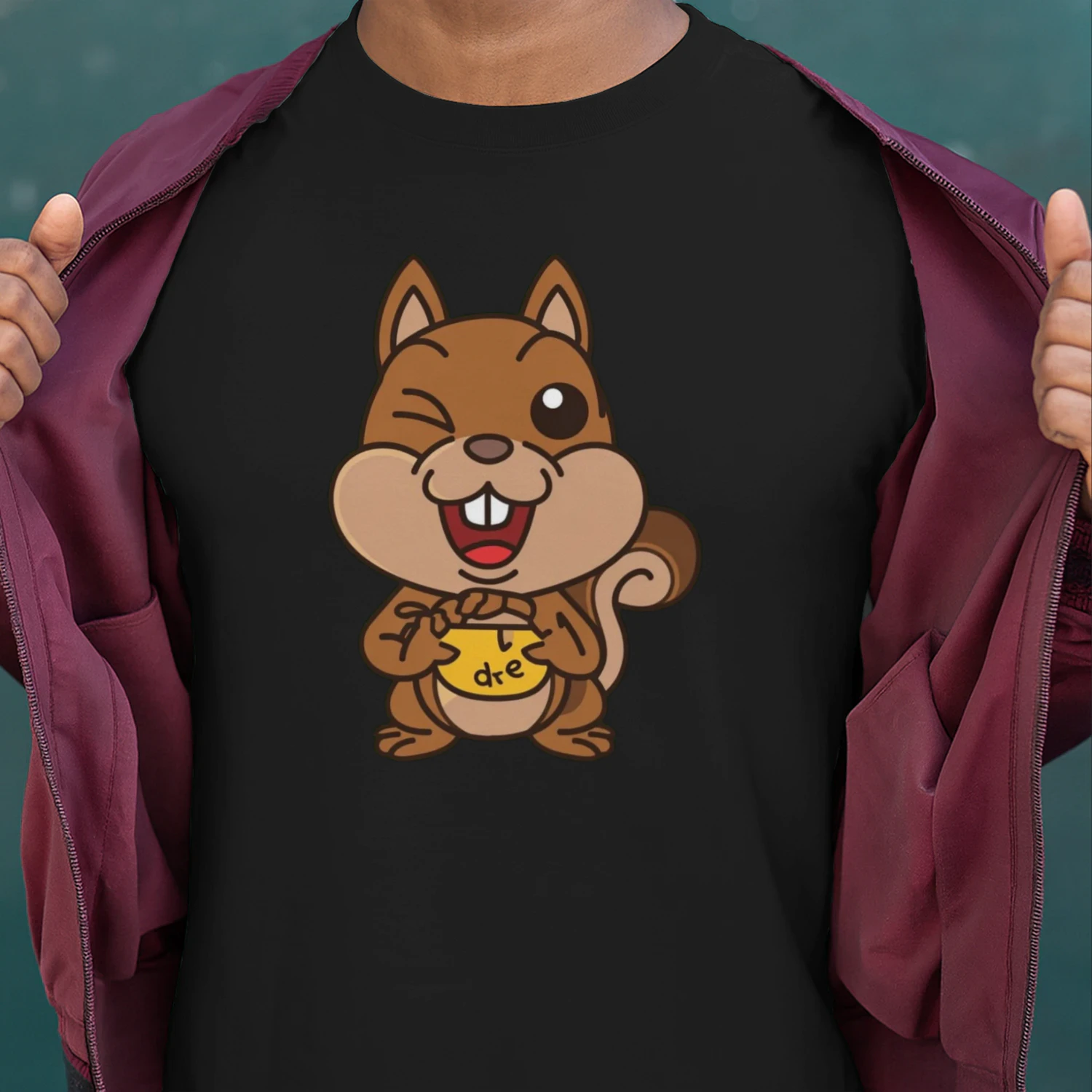 Cute Cartoon Squirrel Graphic T-Shirt