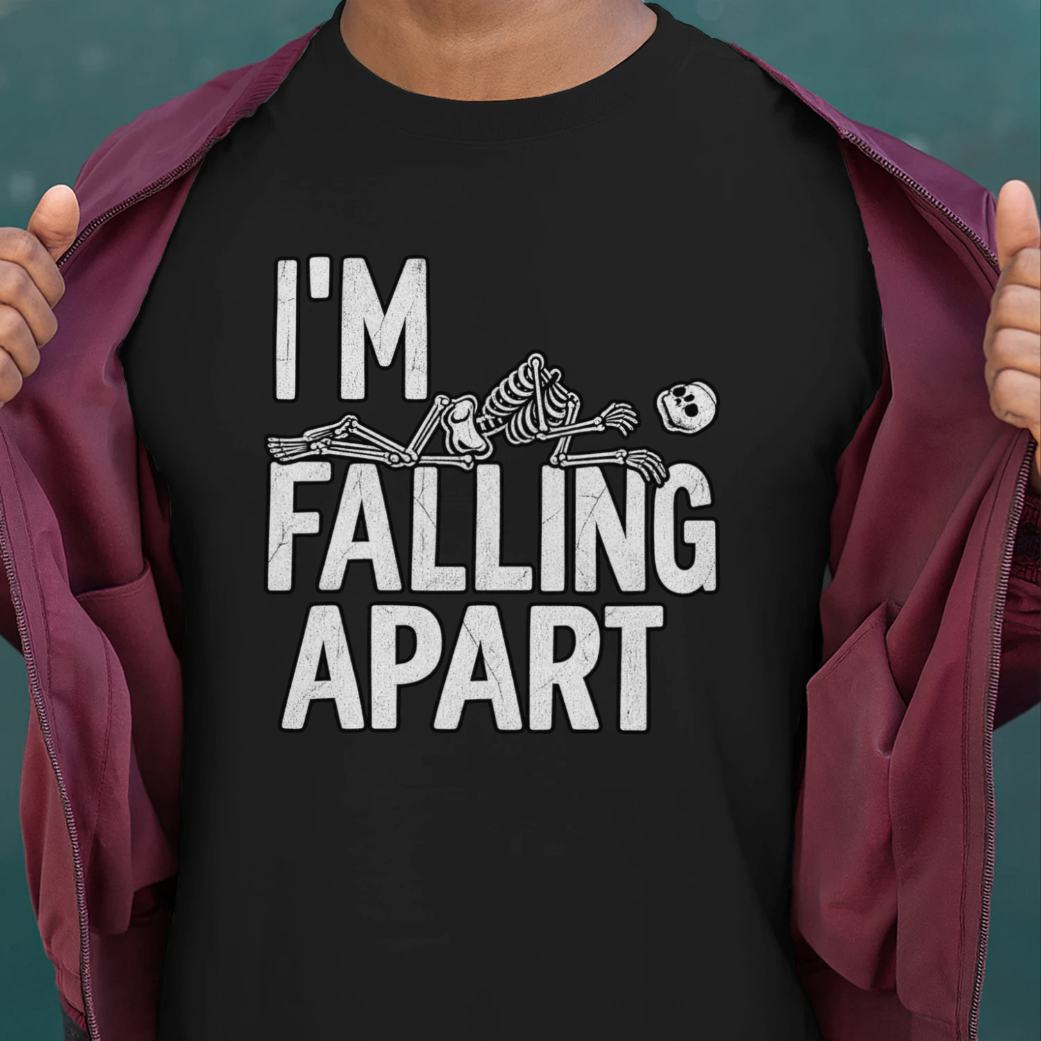Mens I'm Falling Apart T Shirt Funny Halloween Skeleton Sarcastic Tee