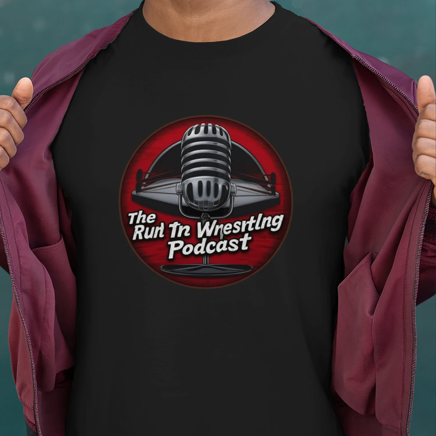 Vintage Run The Wrestling Podcast Microphone Retro Wrestling Fan T-Shirt