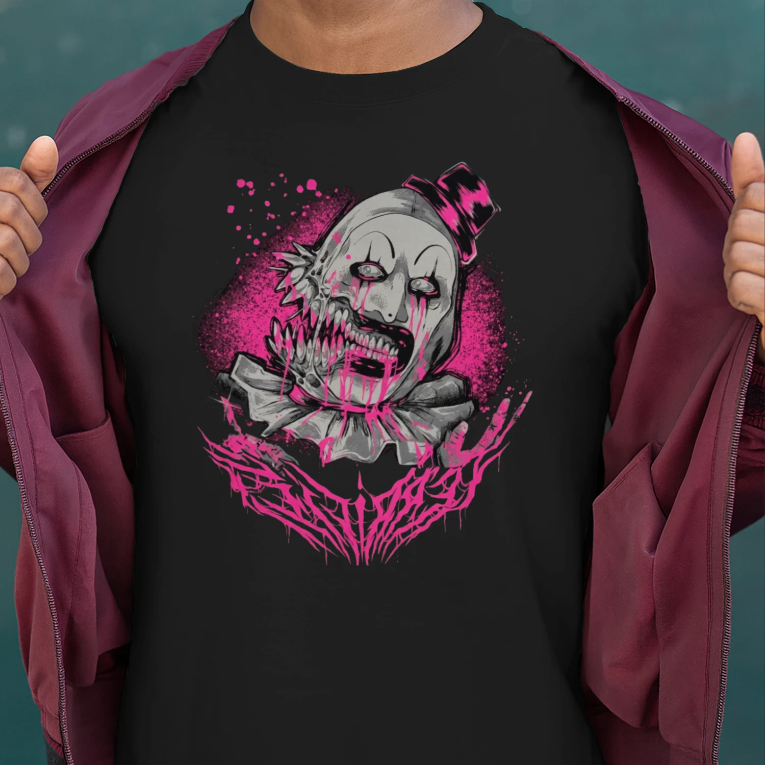 Terrifier Art the Clown Horror T-Shirt – Pink Gothic Creepy Graphic Tee