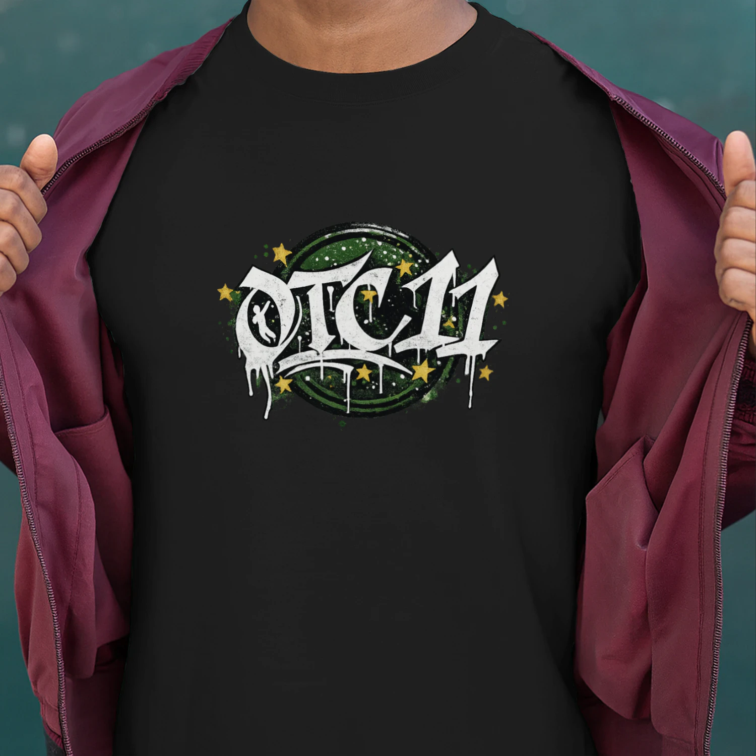 OTC11 Graffiti Streetwear Urban Drip Stars Graphic T-Shirt