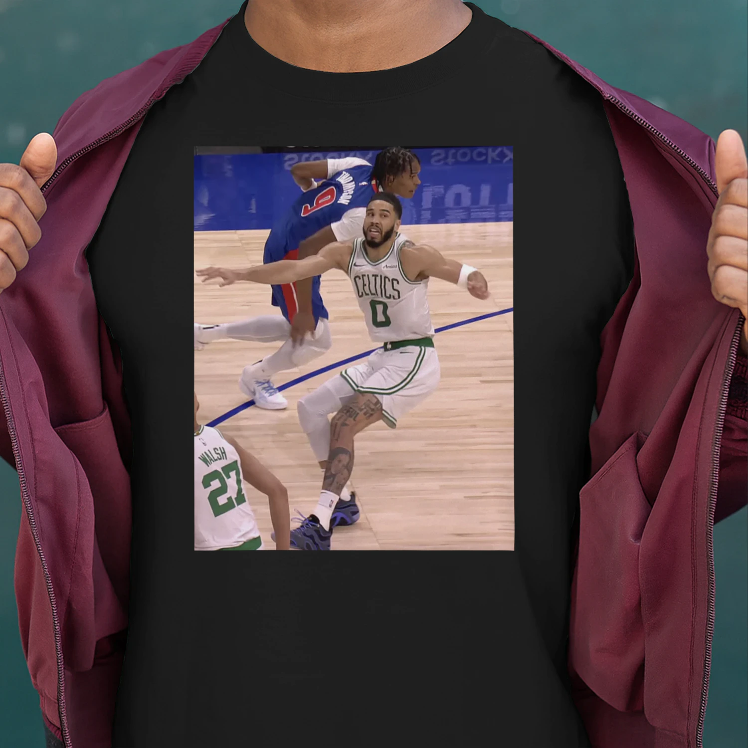 Basketball Defense Silhouette Graphic