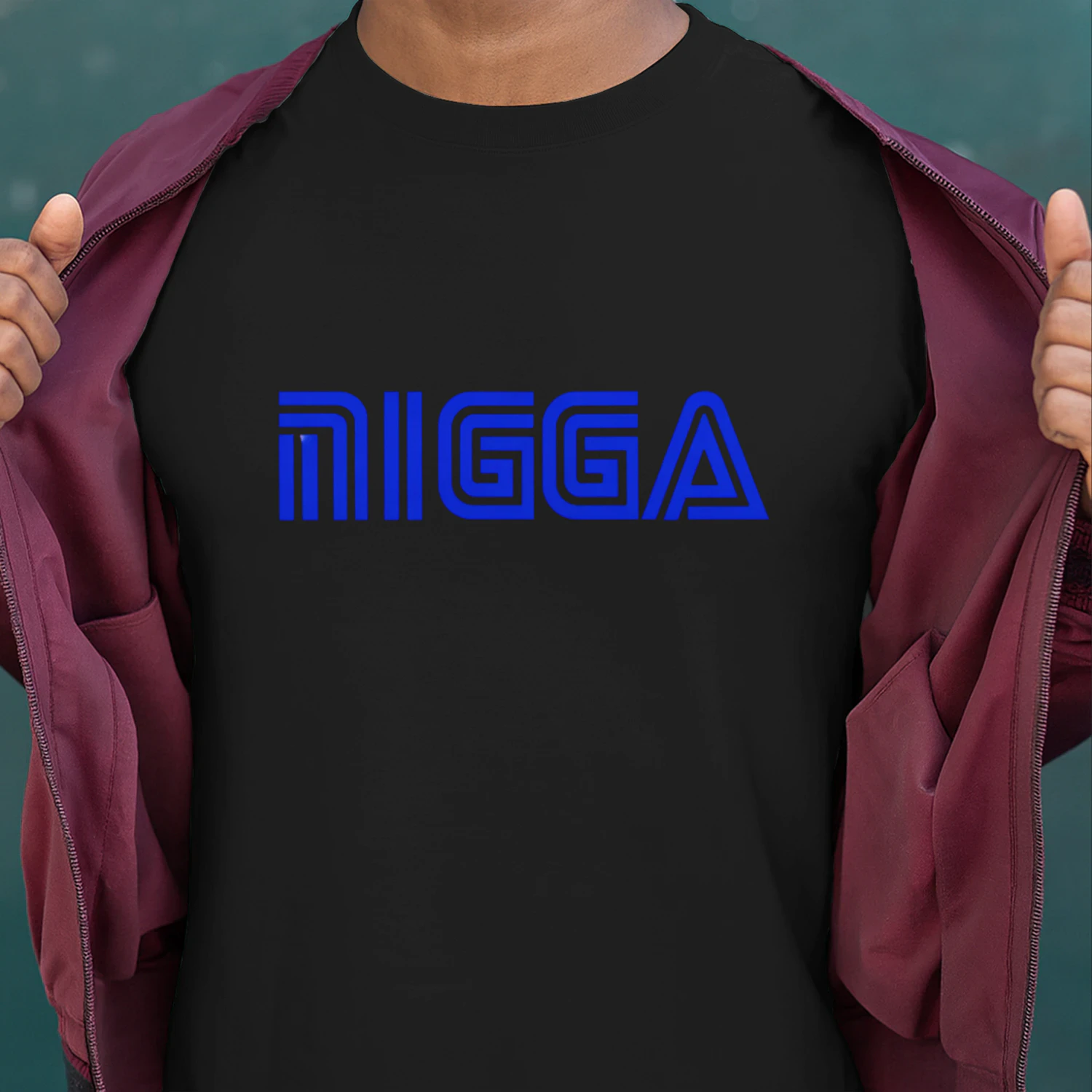 Bold Blue NIGGA Logo T-Shirt - Retro 1970s