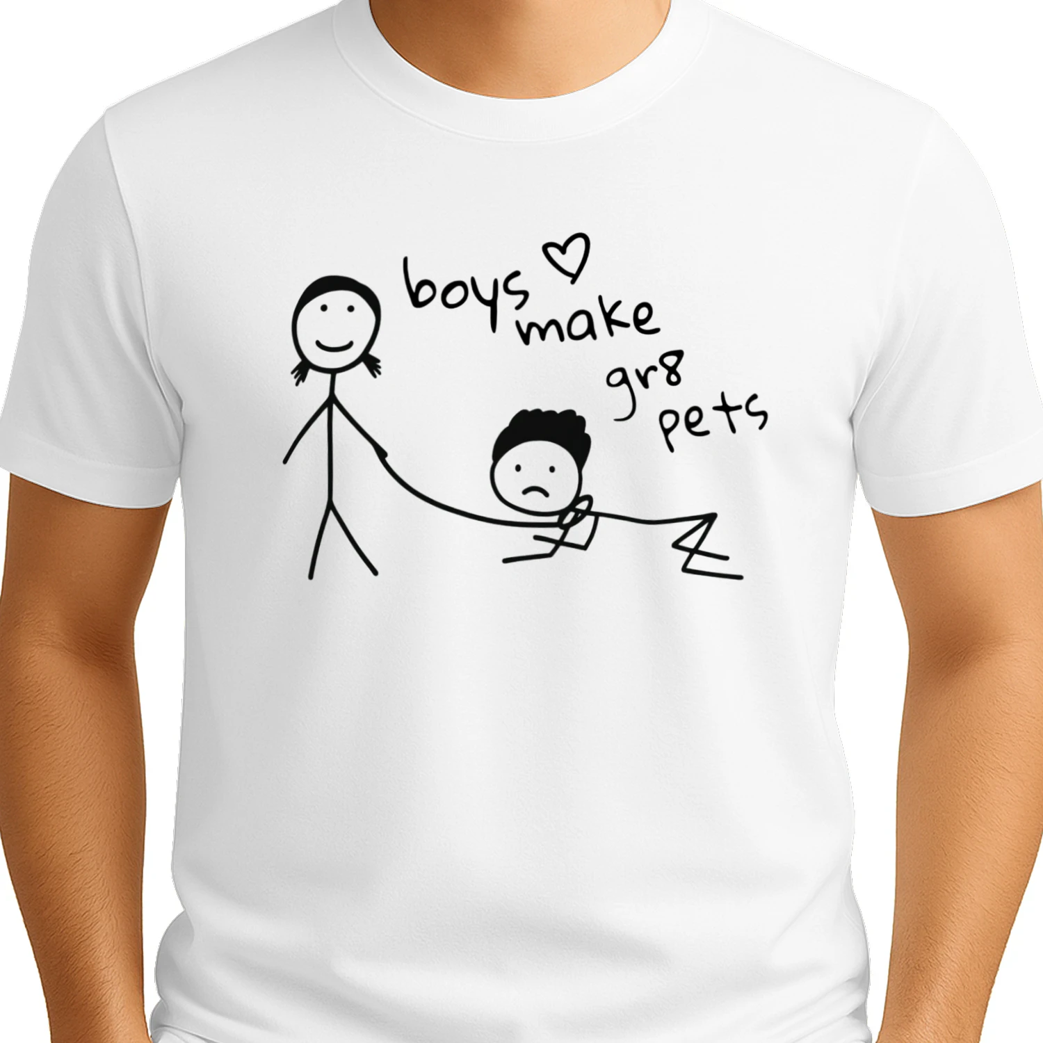 Boys Make Great Pets Funny Y2K Stick Figure Graphic Baby Tee