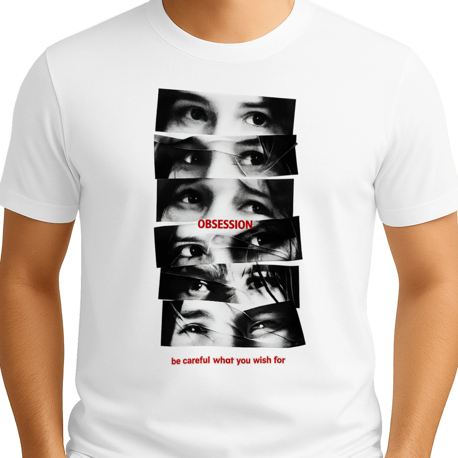 Obsession Eyes Collage T-Shirt – Dark Aesthetic Graphic Tee | Psychological Thriller Inspired Streetwear