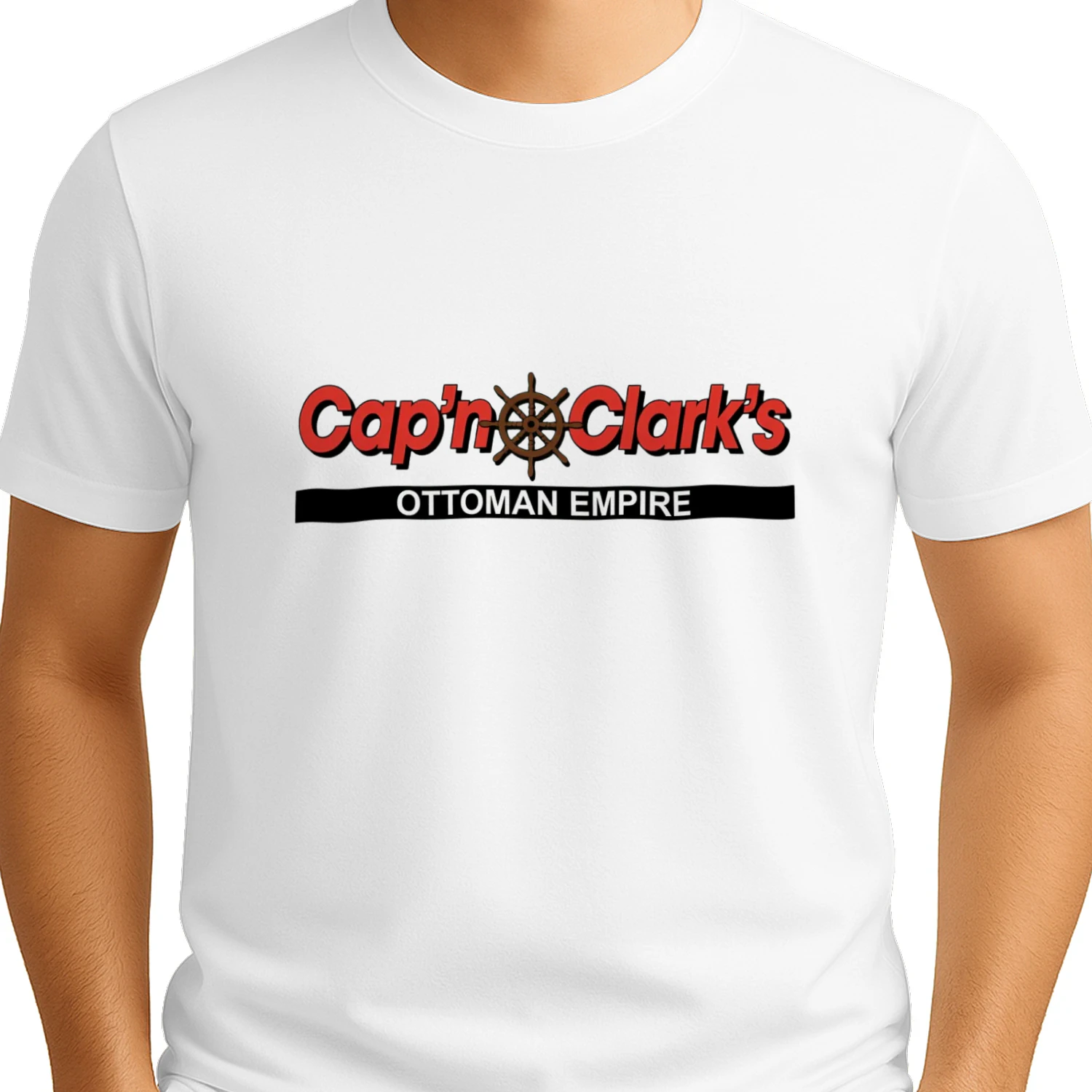 Cap'n Clark's Ottoman Empire Vintage T-Shirt | Funny Ship Wheel Graphic Tee