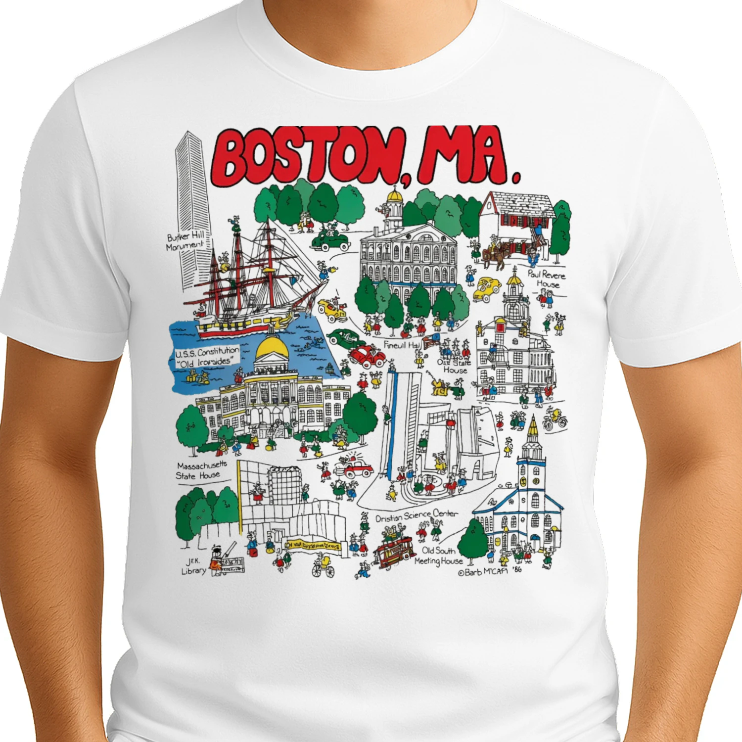 The vintage white t-shirt you've highlighted is a souvenir graphic tee from Boston