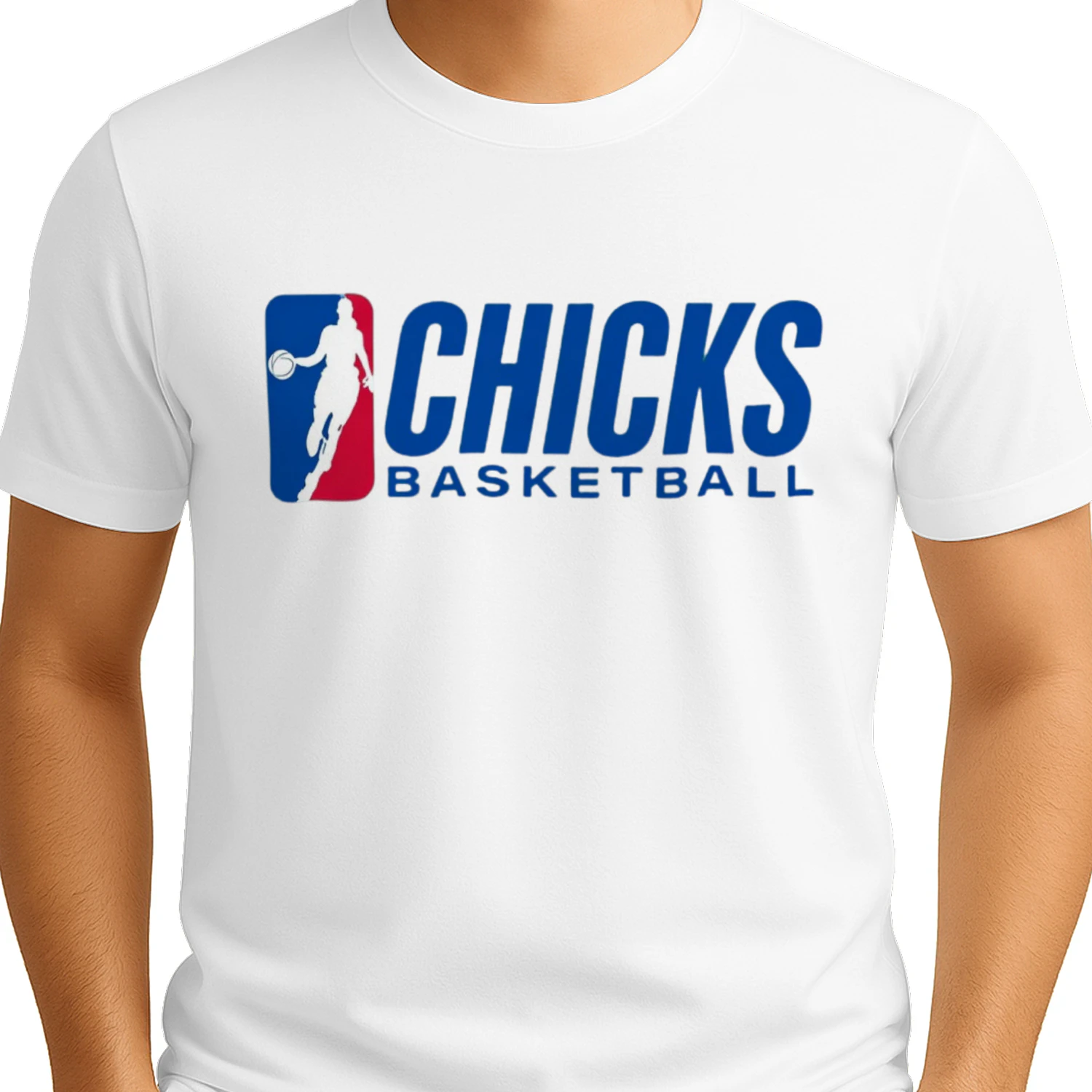 Chicks Basketball Logo T-Shirt - Funny Parody Graphic Tee for Women & Girls - Gift for Basketball Fans