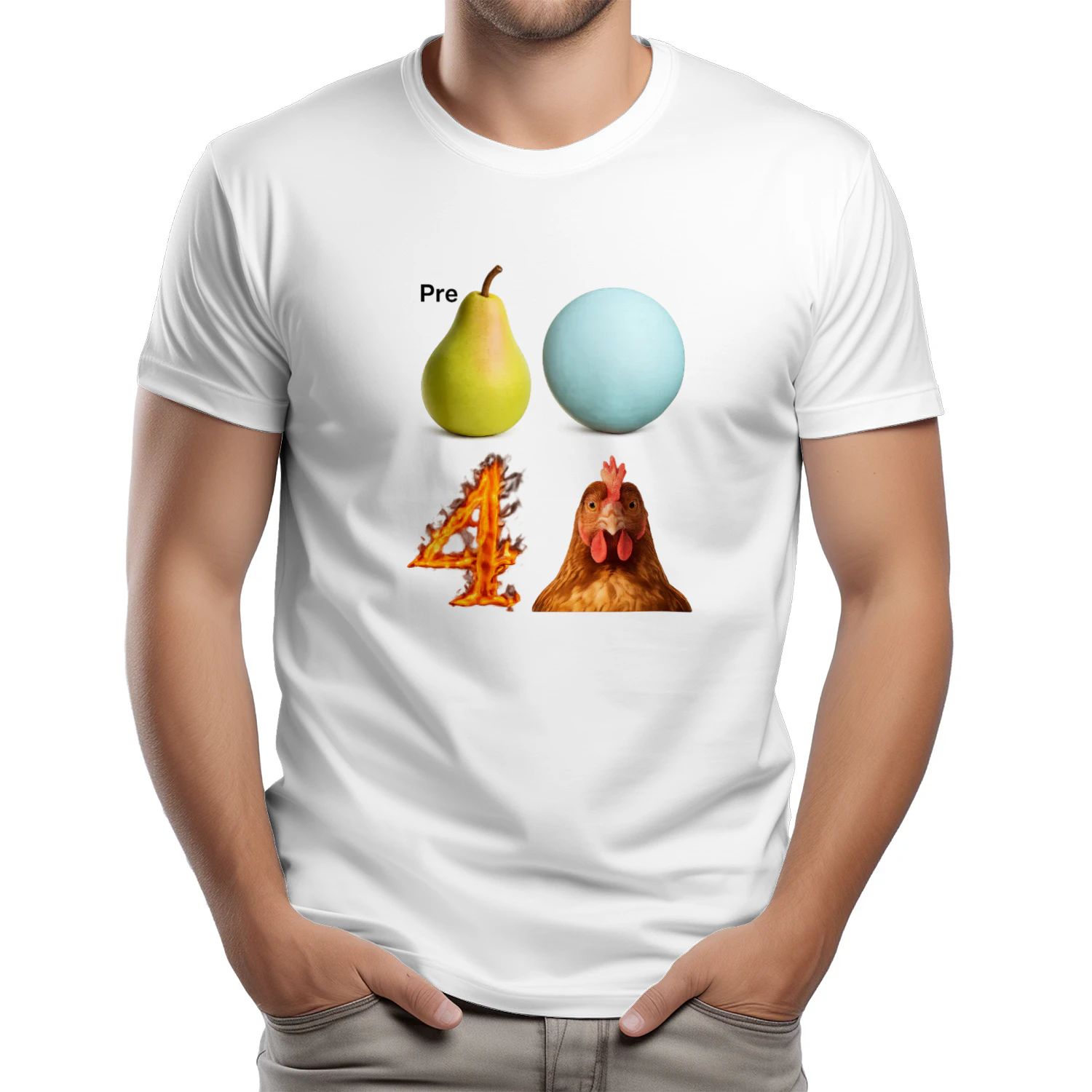 Funny Pear Ball Four Chicken T-Shirt – Viral Meme Graphic Tee, Weird Humor Shirt
