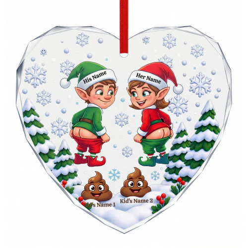 Custom Name Funny Elf Couple And Shit - 2 Children