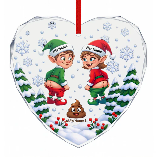 Custom Name Funny Elf Couple And Shit - 1 Child
