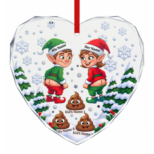 Custom Name Funny Elf Couple And Shit - 3 Children