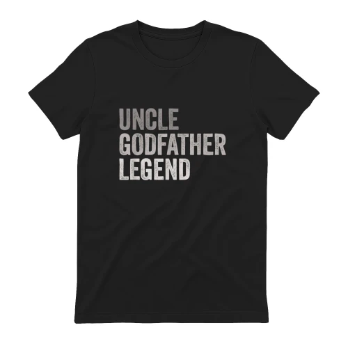 Funny Uncle Godparent Hero Message Uncle Godfather Legend For A Favorite Uncle Family Baptism T-Shirt - Black, Sm