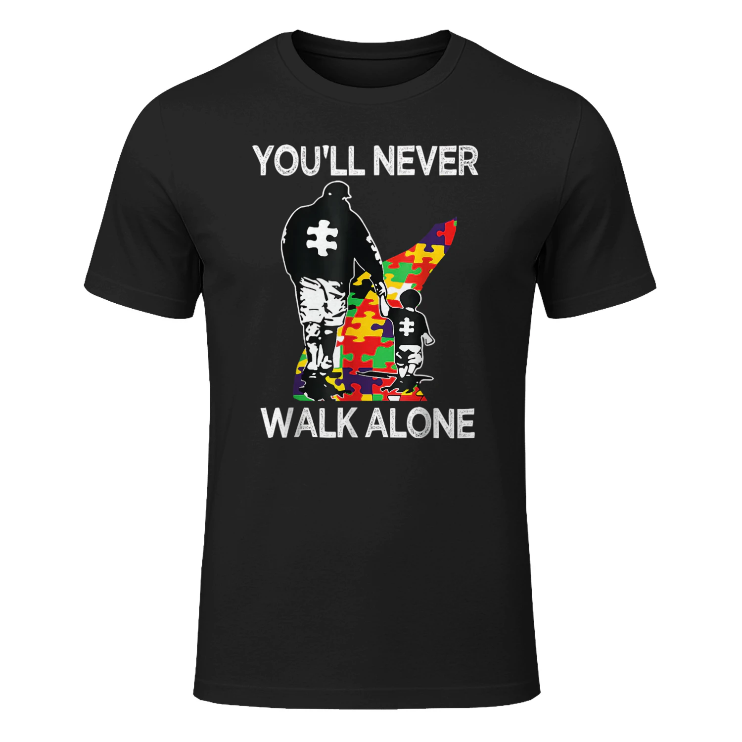 Autism Dad Support Alone Puzzle You'll Never Walk T-Shirt US