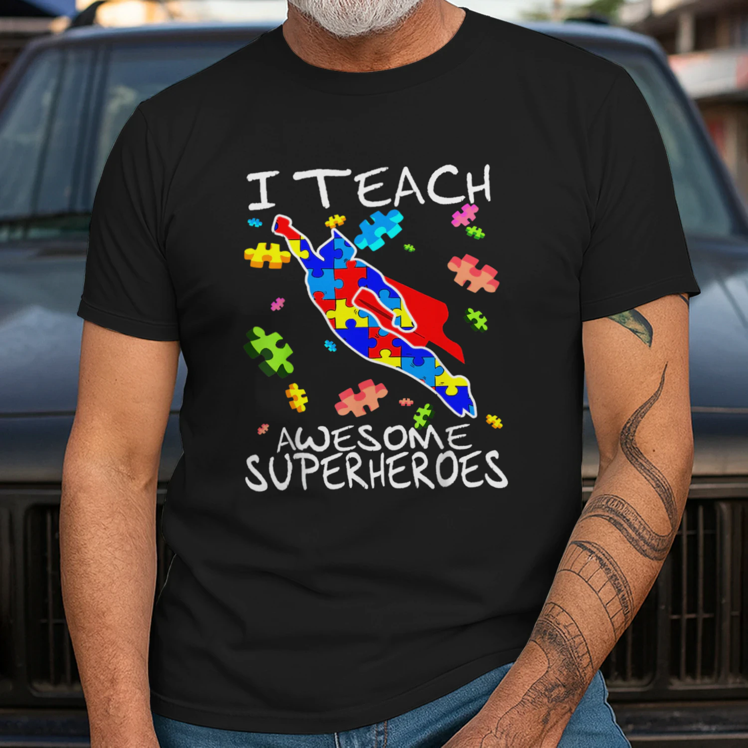 Autism Awareness Teacher I Teach Awesome Superheroes