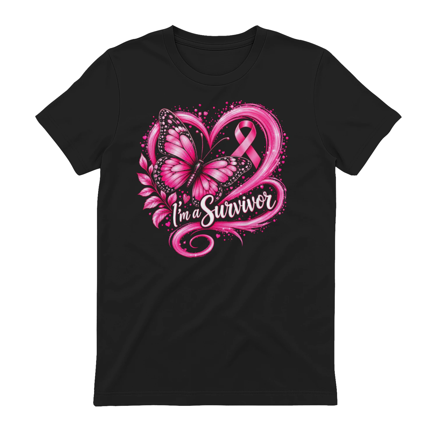 I'm A Survivor Breast Cancer Awareness Ribbon Heart Survivor T-Shirt