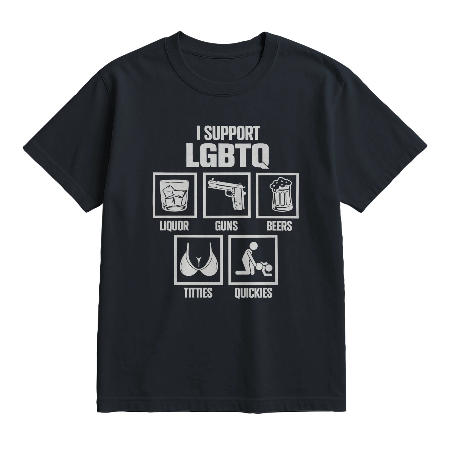 I SUPPORT LGBTQ Liquor guns beers tities quickies Unisex Garment-Dyed T-shirt