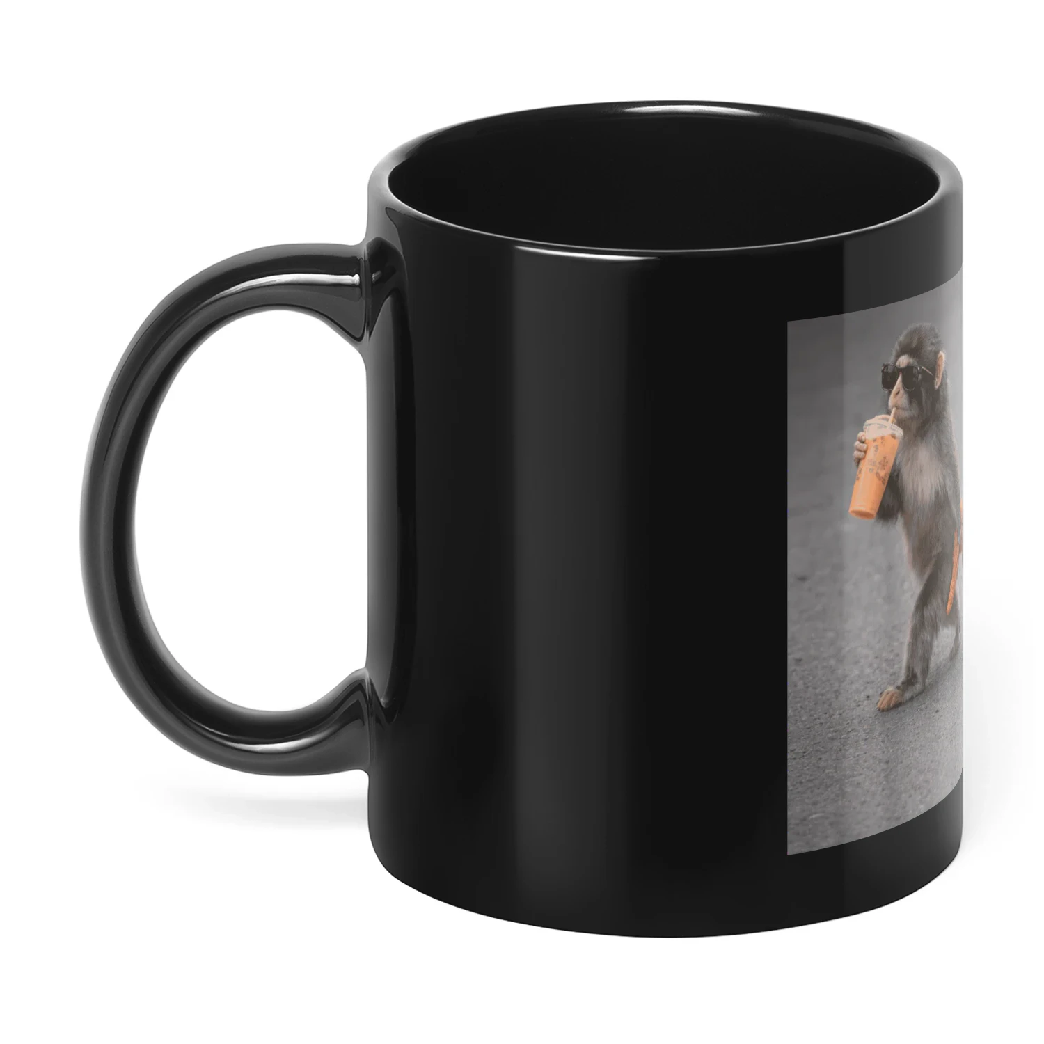 Baby Monkey Punch Drinking Iced Coffee