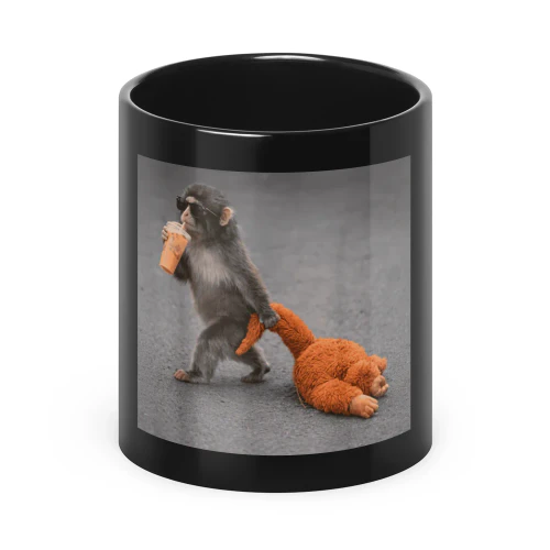 Baby Monkey Punch Drinking Iced Coffee