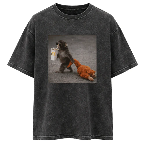 Baby Monkey Punch Drinking Mcdonalds Drinks T-Shirt