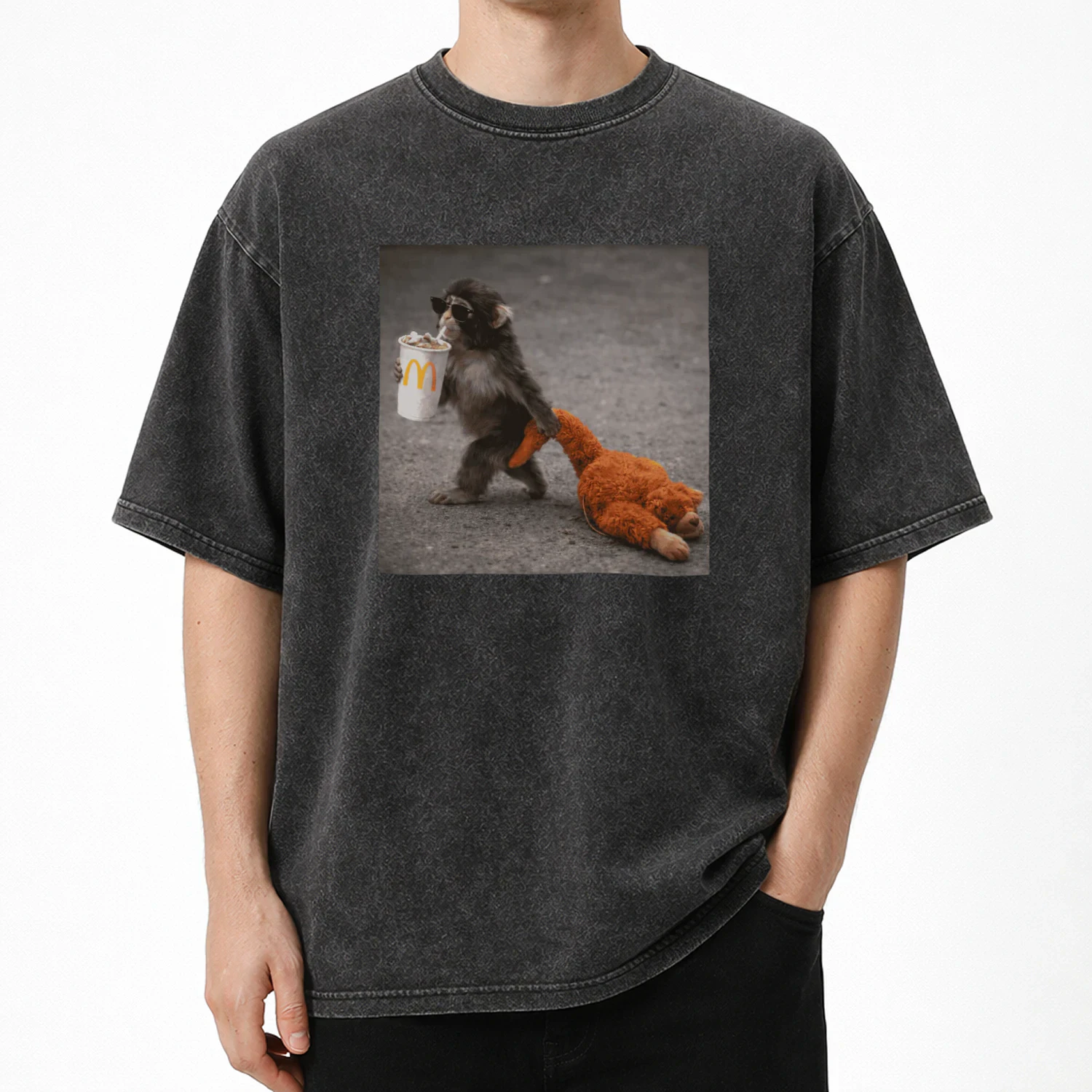 Baby Monkey Punch Drinking Mcdonalds Drinks T-Shirt