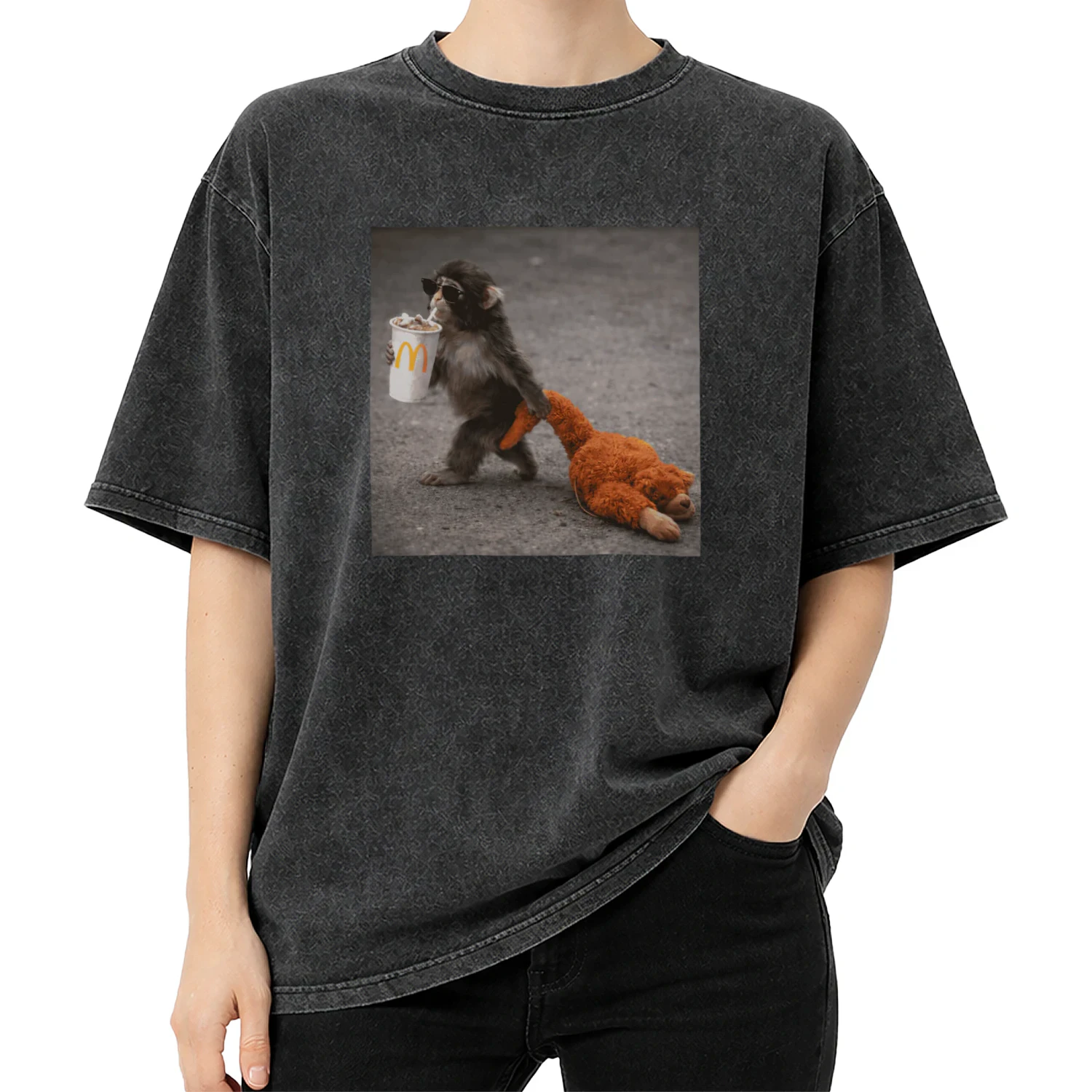 Baby Monkey Punch Drinking Mcdonalds Drinks T-Shirt