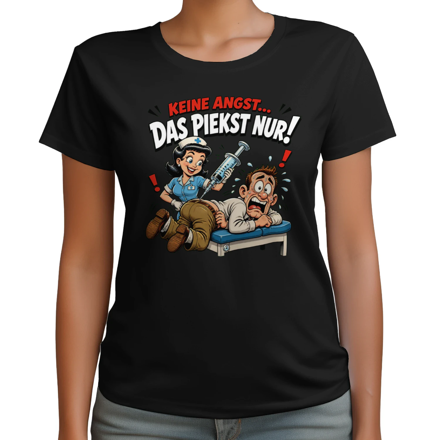 "Keine Angst, das pikst nur!" – Lustiges Krankenschwester Shirt