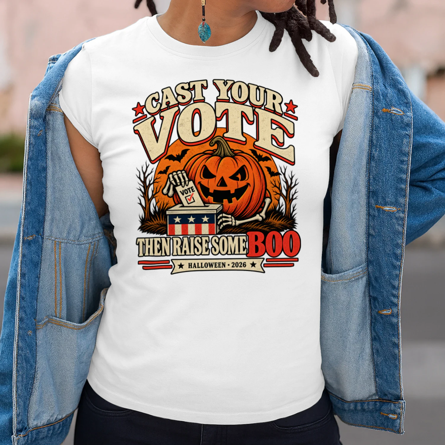 Cast Your Vote Then Raise Some Boo Halloween 2026 T-Shirt, Funny Pumpkin Voting Shirt 🎃👻 – Shop Today!