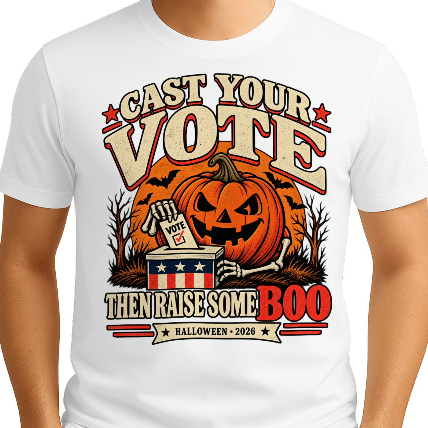 Cast Your Vote Then Raise Some Boo Halloween 2026 T-Shirt, Funny Pumpkin Voting Shirt 🎃👻 – Shop Today!