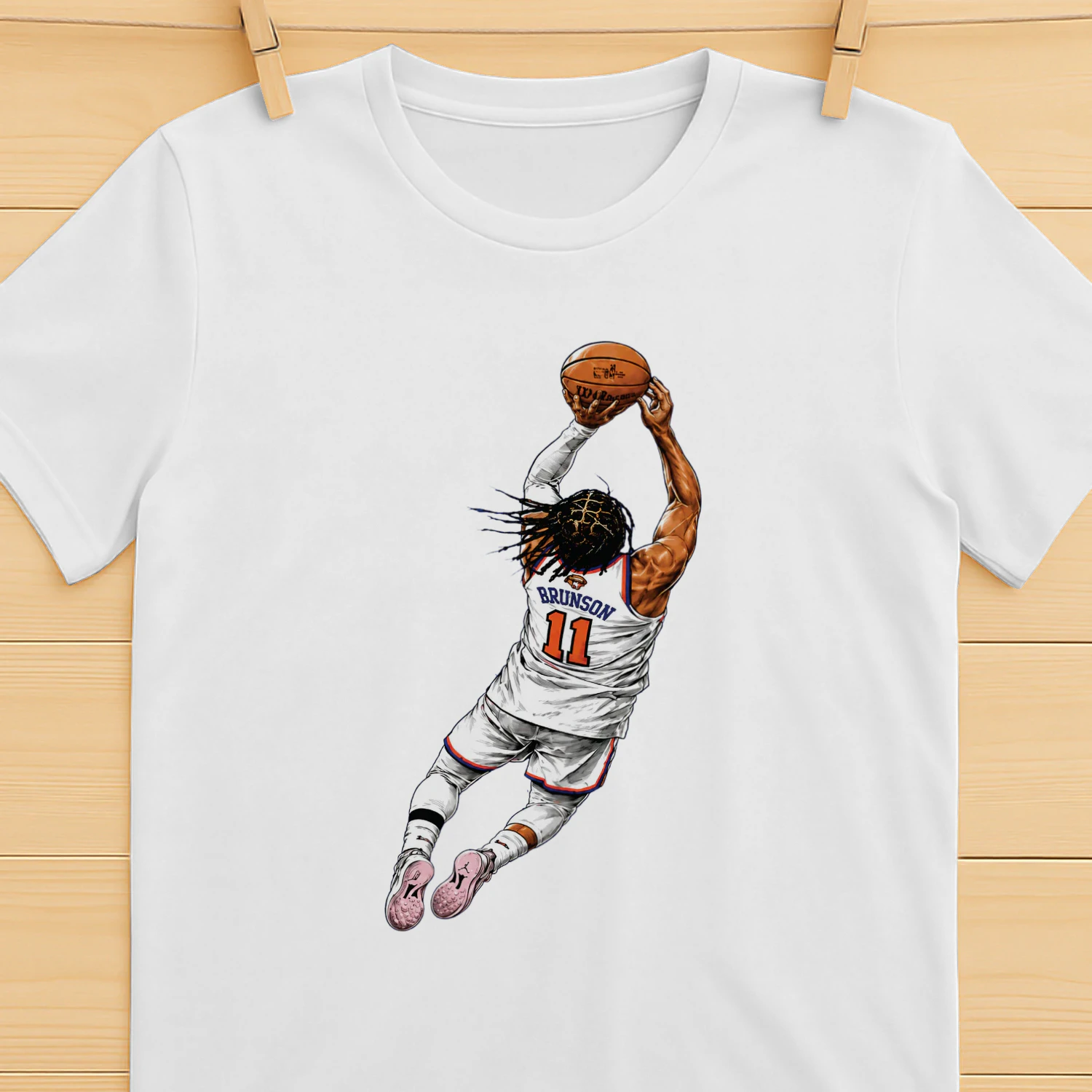 Jalen Brunson Flying Dunk New York Knicks Basketball Shirt
