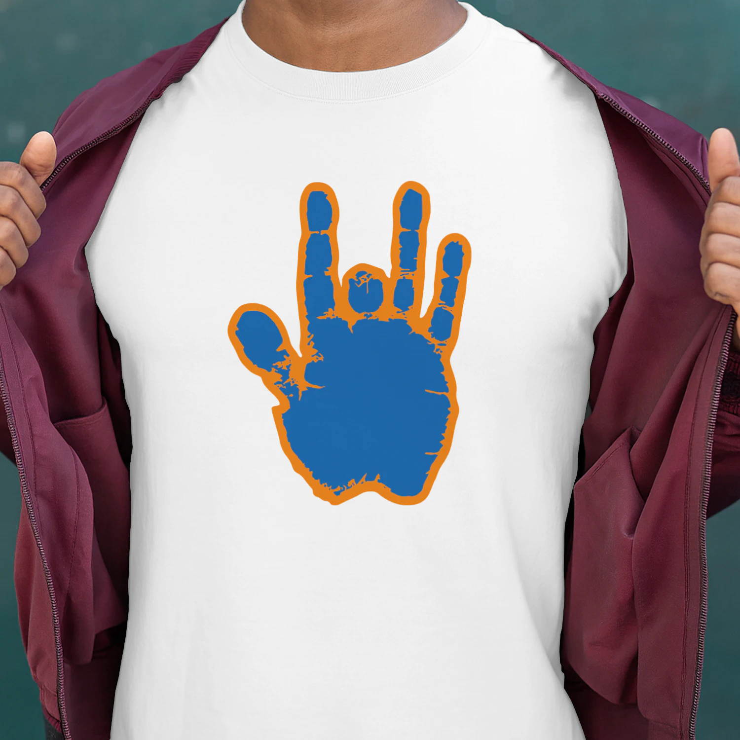 Jerry Garcia Blue & Orange Hand Shirt
