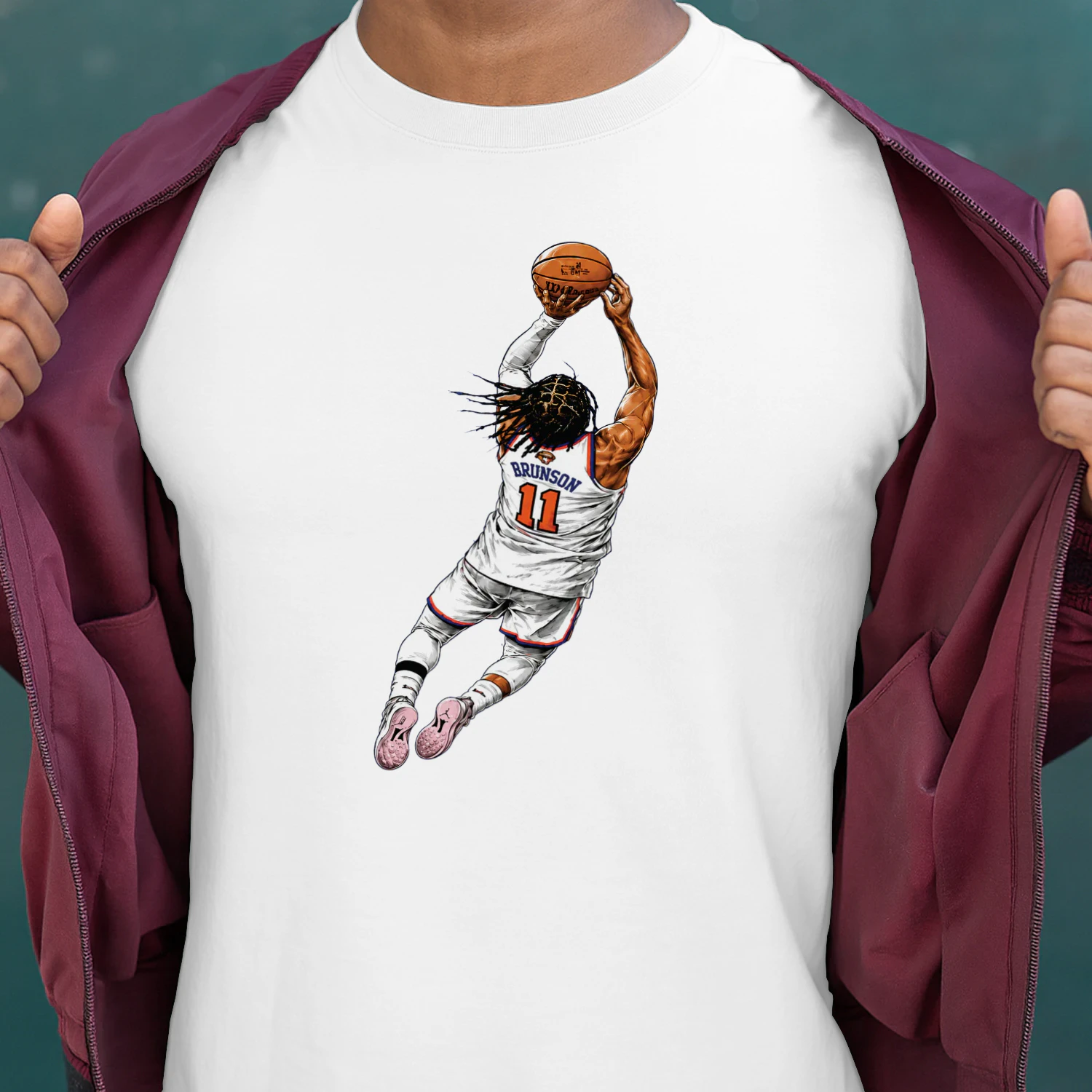 Jalen Brunson Flying Dunk New York Knicks Basketball Shirt