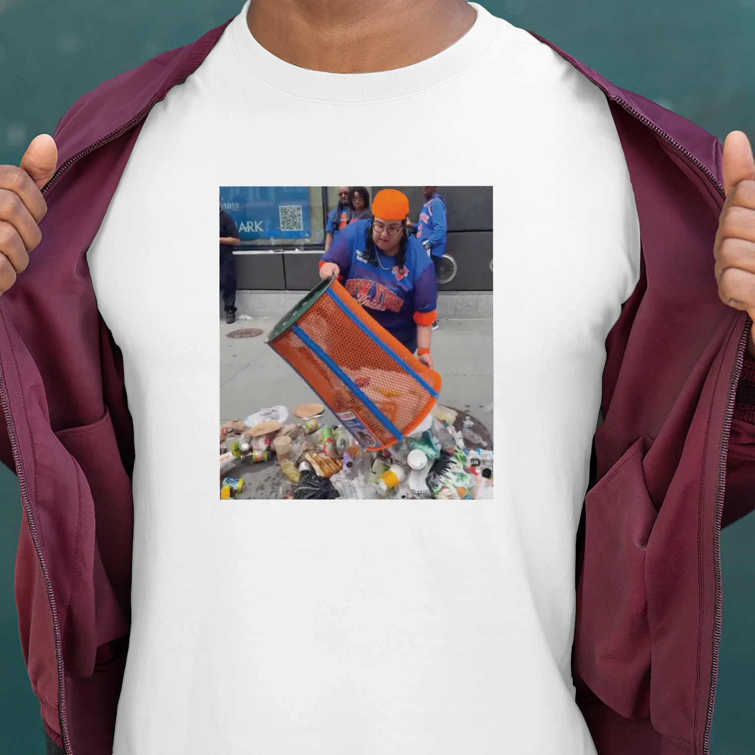 Knicks Dei Angie Base Stealing Trashcan Shirt