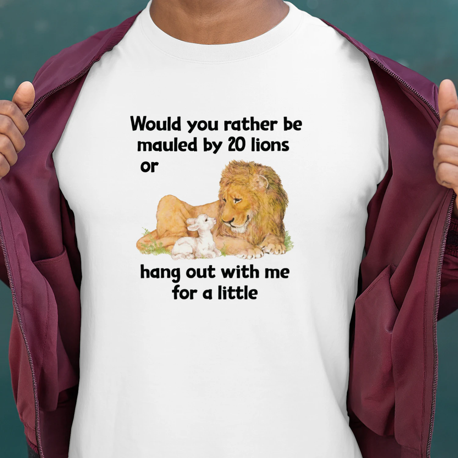 Would You Rather Be Mauled By 20 Lions Or Hang Out With Me For A Little Shirt