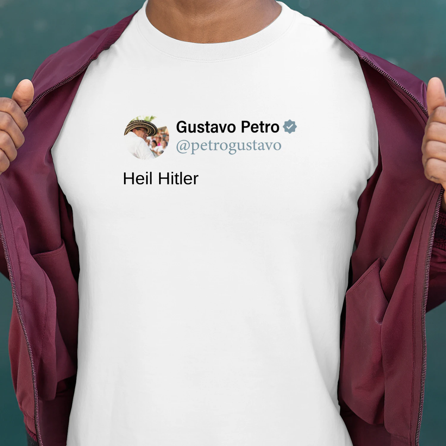 Colombian President Gustavo Petro Heil Hitler In X Post Shirt