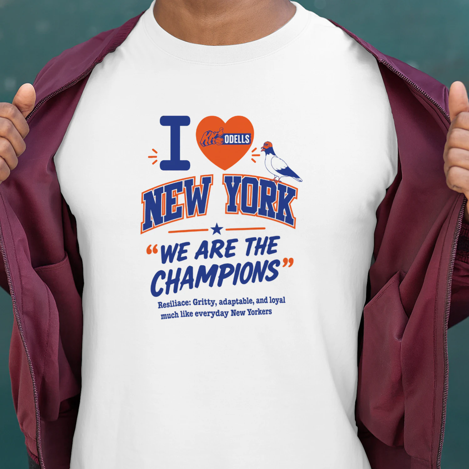 Mitchell Modell We Are The Champions Knicks Pigeon Shirt