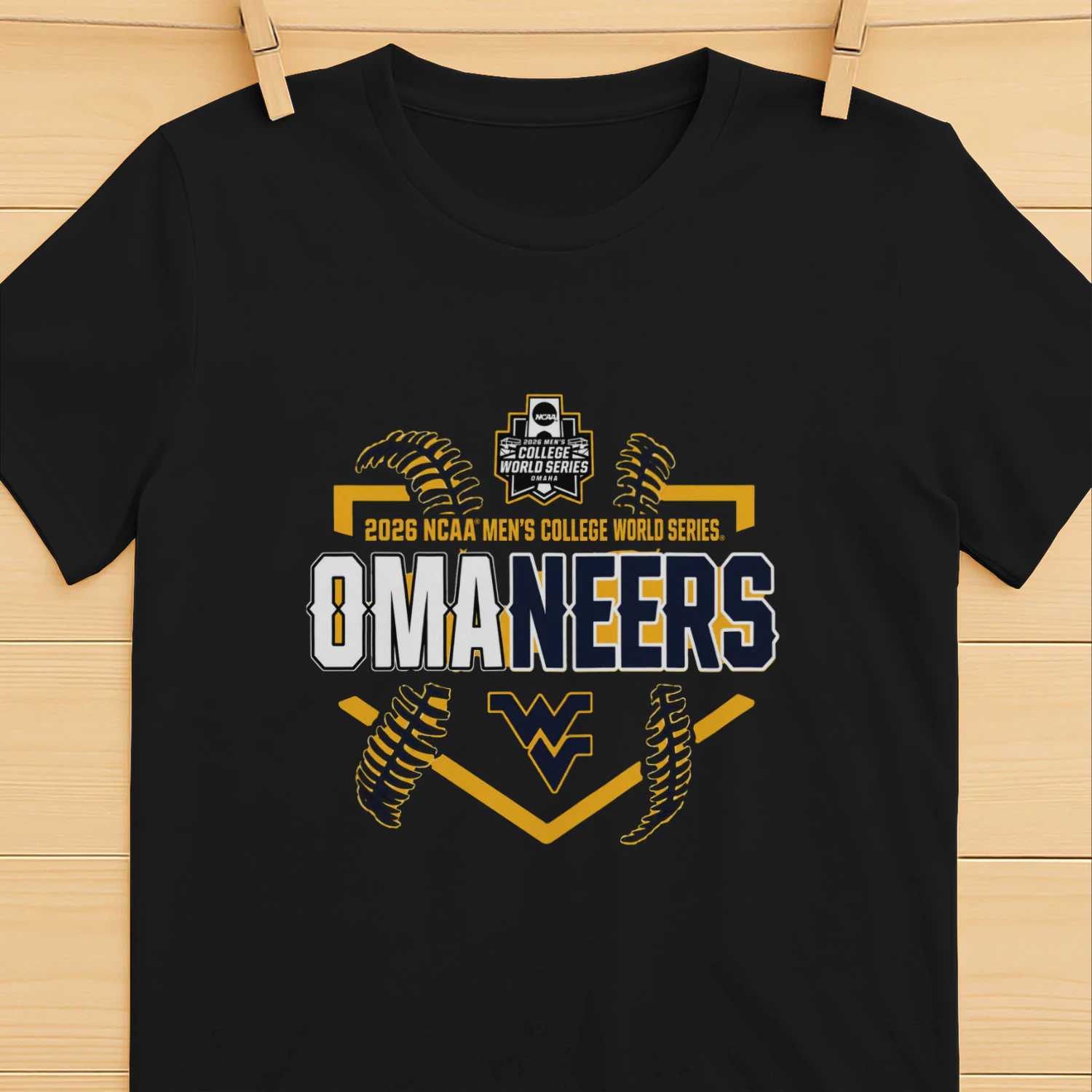 Omaneers Omaha Bound WVU Baseball 2026 NCAA Men's College World Series 2 sided shirt