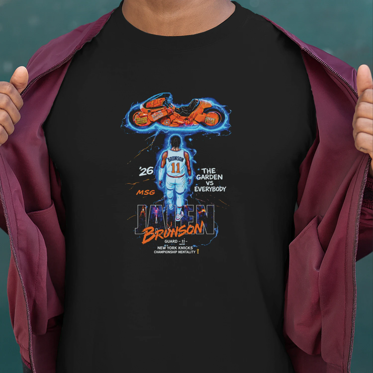 Ben Stiller Knicks Game 5 Jalen Brunson Motorcycle Shirt