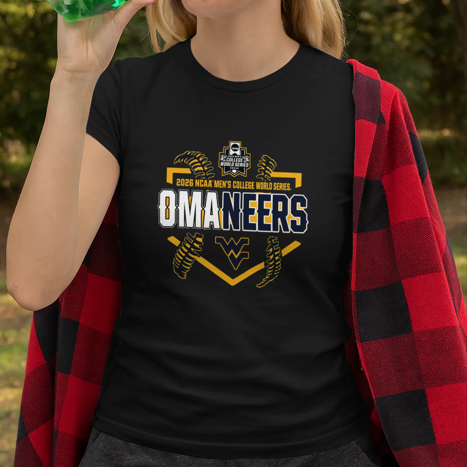 Omaneers Omaha Bound WVU Baseball 2026 NCAA Men's College World Series 2 sided shirt