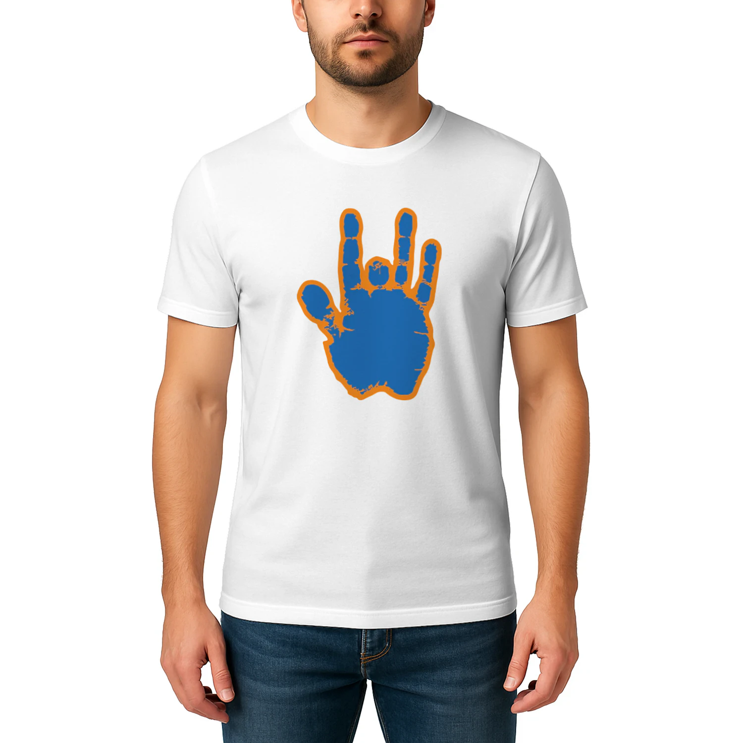 Jerry Garcia Blue & Orange Hand Shirt