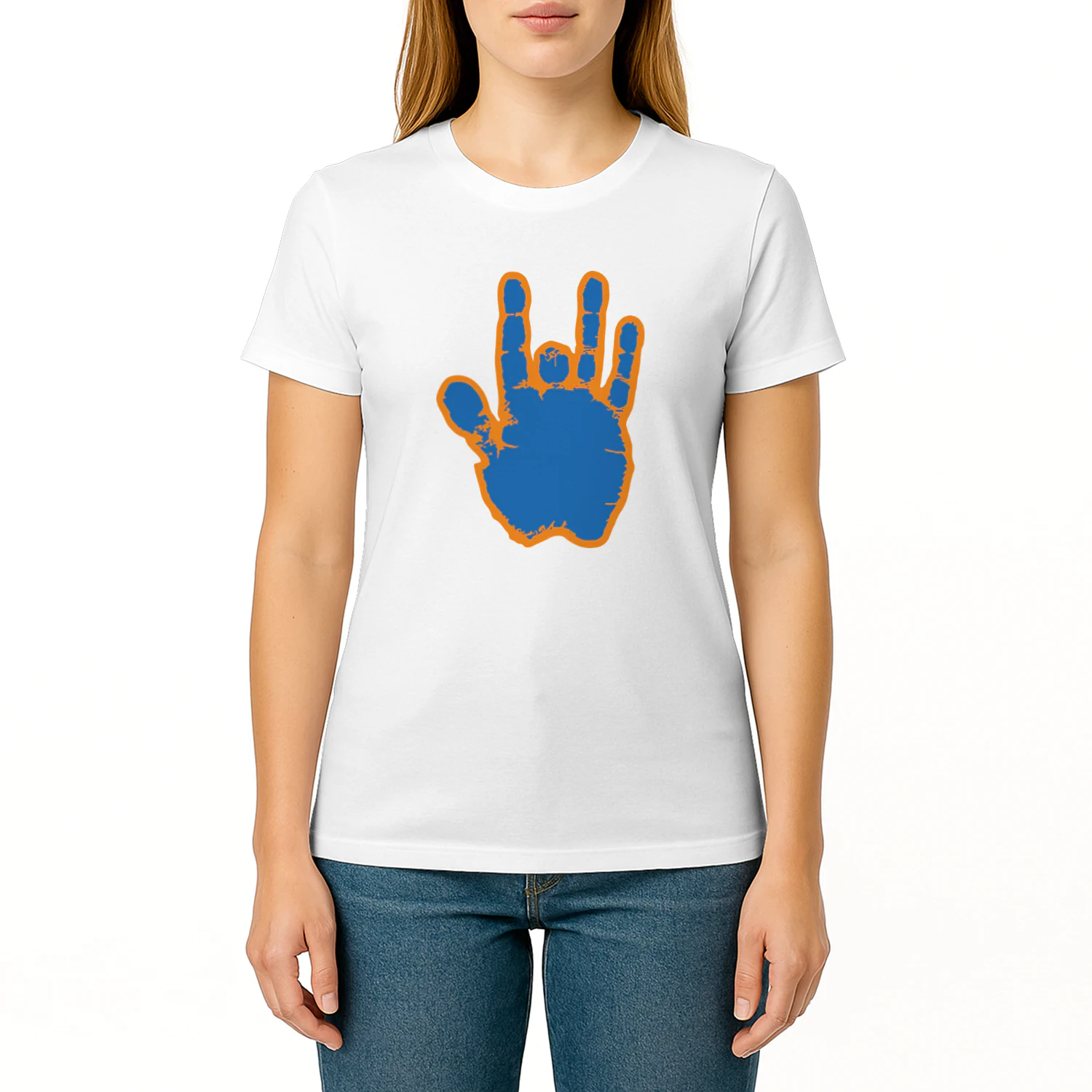 Jerry Garcia Blue & Orange Hand Shirt