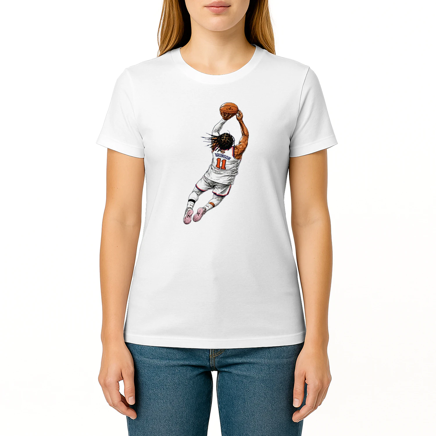 Jalen Brunson Flying Dunk New York Knicks Basketball Shirt