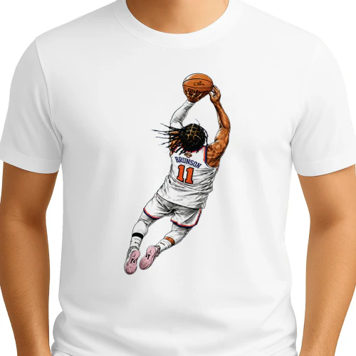 Jalen Brunson Flying Dunk New York Knicks Basketball Shirt
