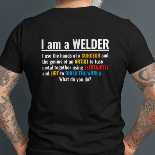Funny Welder T-Shirt - I Use the Hands of a Surgeon Welding Tee