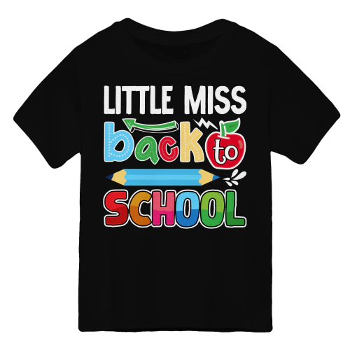 Little Miss Back To School - Cute Girl Apple & Pencil Back To School Graphic
