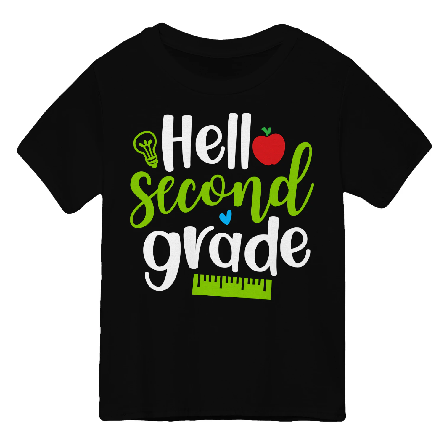 Hello Second Grade - Cute Back To School Apple & Ruler Graphic