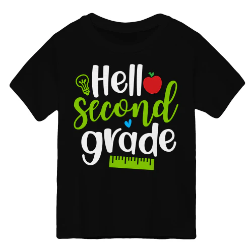 Hello Second Grade - Cute Back To School Apple & Ruler Graphic