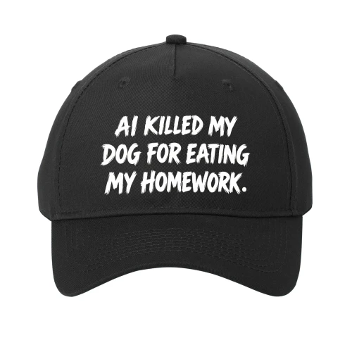 AI Killed My Dog For Eating My Homework - Funny Sarcastic AI Meme Design