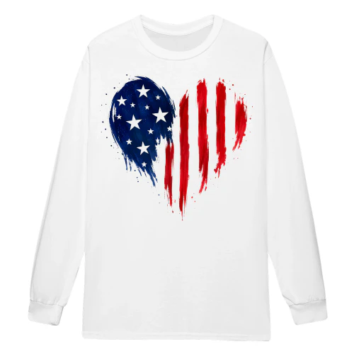 Patriotic American Flag Heart Brushstroke Painted USA - Fourth Of July Design